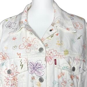 Levi's Women's XL Floral Doodle Embroidered Denim Trucker Jacket